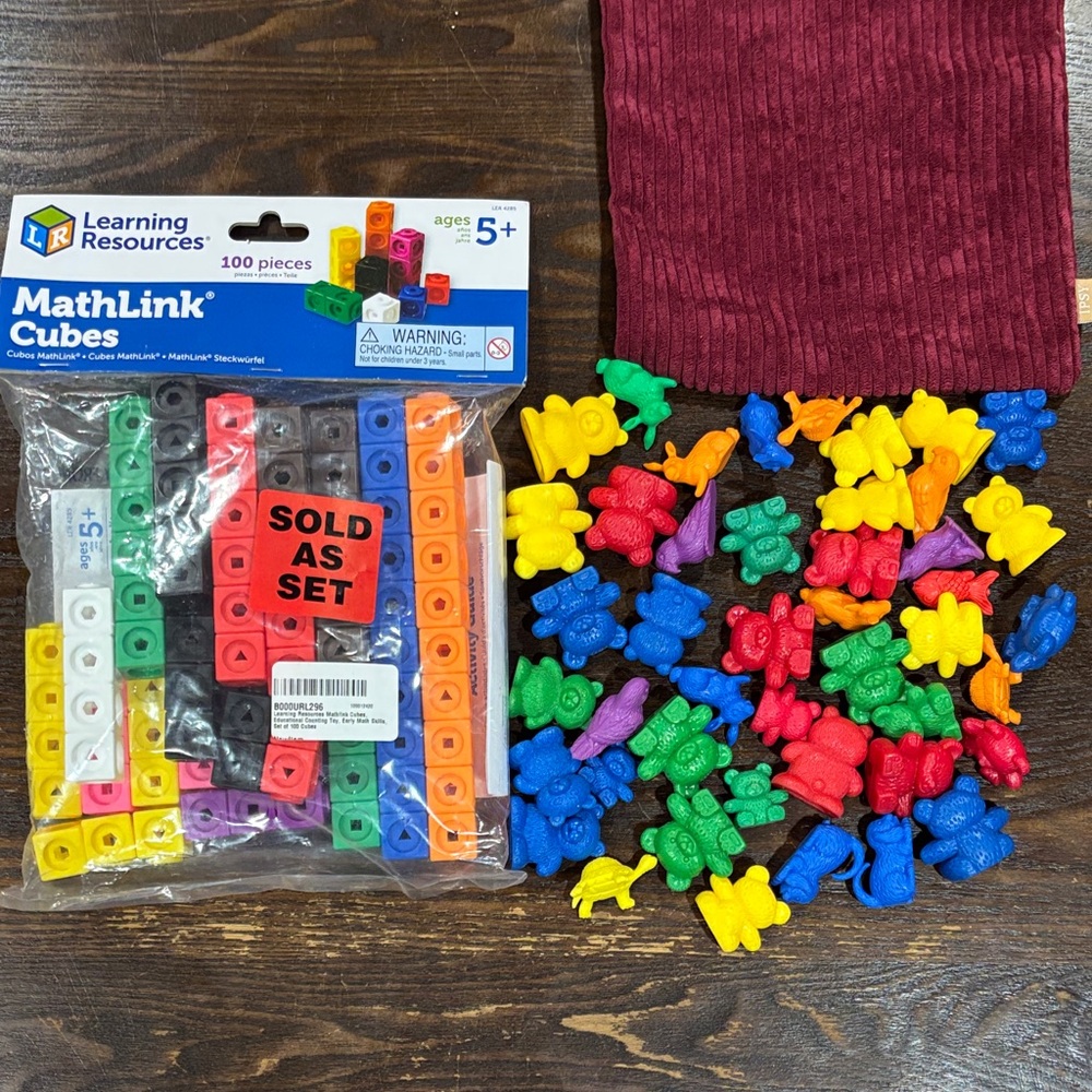 MathLink Cubes and Colorful Counting Animals Set - Assorted Colors